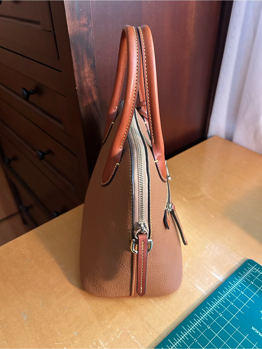 Dooney & Bourke Domed Satchel in Pebbled Leather - Picture 3 of 14